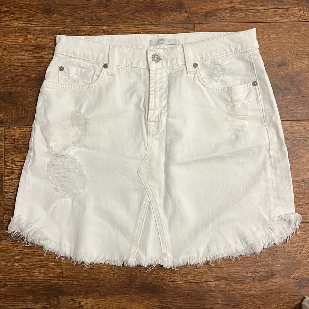7 for All Mankind White Jean Skirt